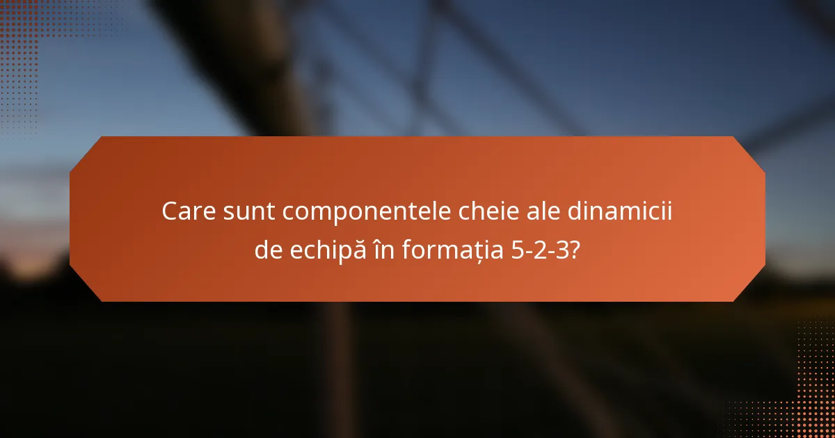 Care sunt componentele cheie ale dinamicii de echipă în formația 5-2-3?