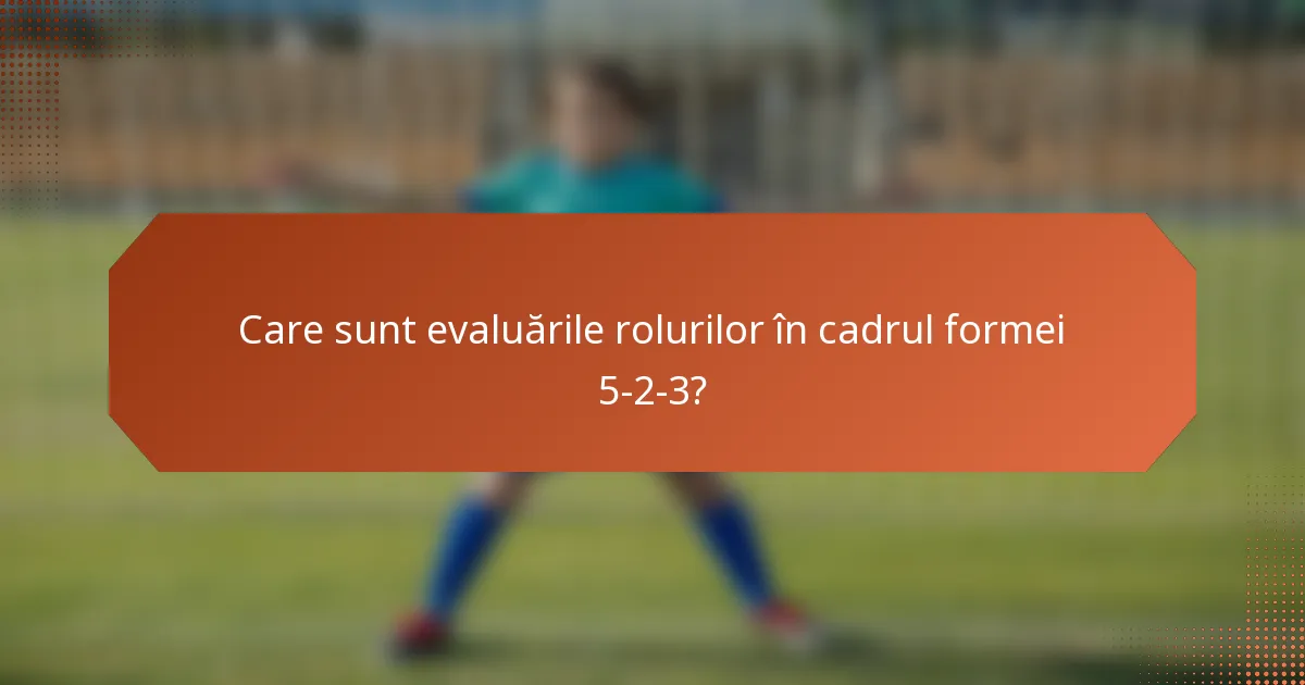 Care sunt evaluările rolurilor în cadrul formei 5-2-3?