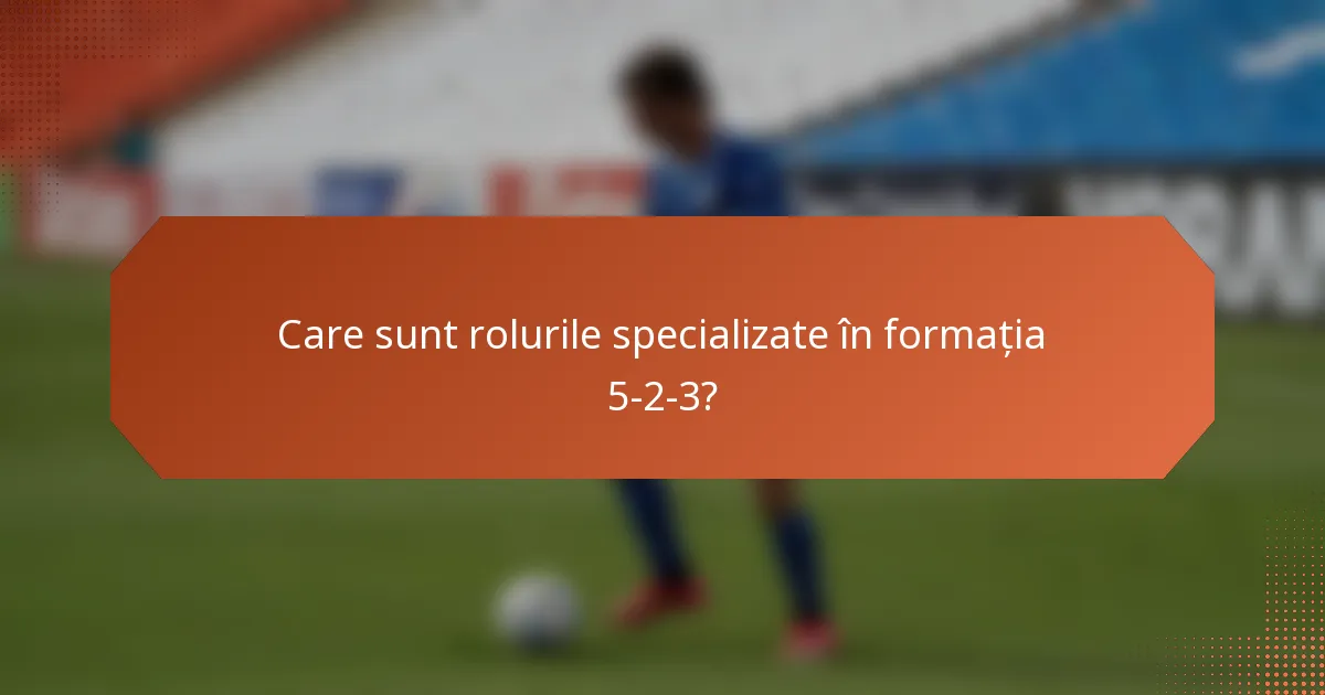 Care sunt rolurile specializate în formația 5-2-3?