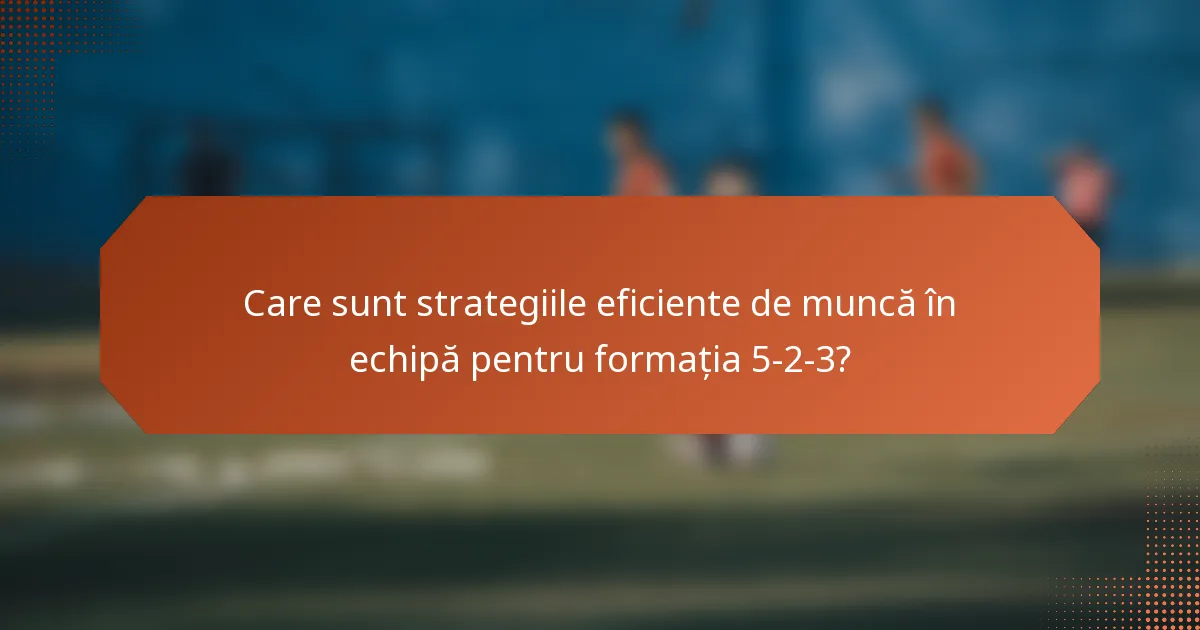 Care sunt strategiile eficiente de muncă în echipă pentru formația 5-2-3?