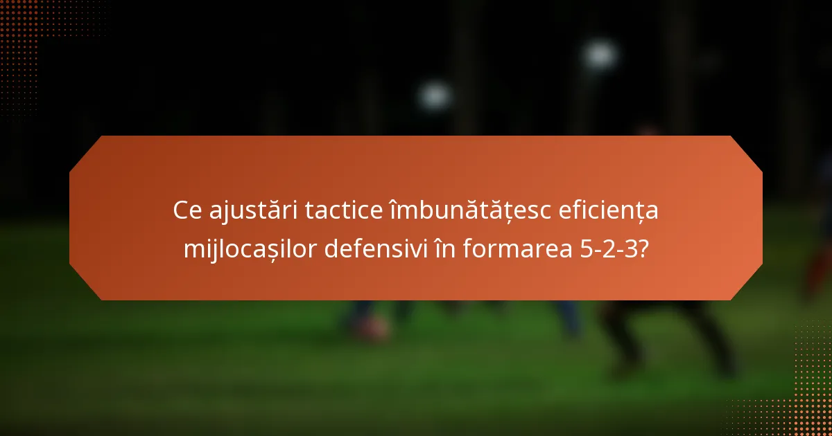 Ce ajustări tactice îmbunătățesc eficiența mijlocașilor defensivi în formarea 5-2-3?
