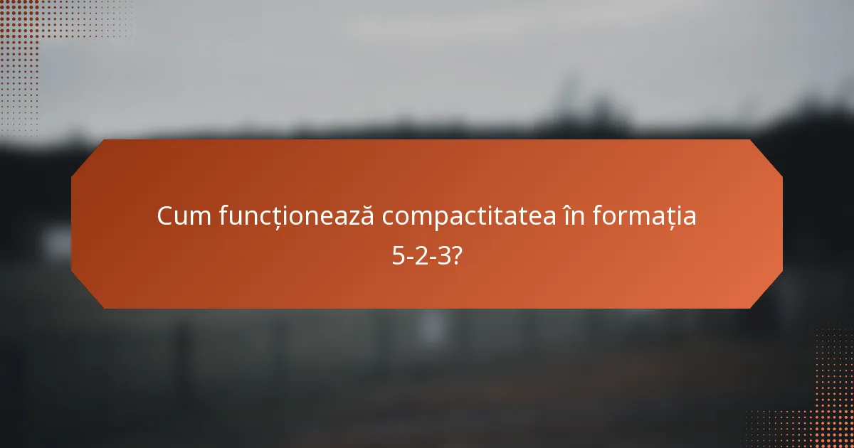 Cum funcționează compactitatea în formația 5-2-3?